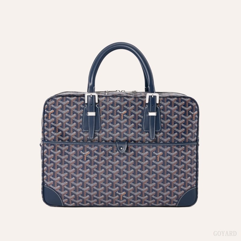 Goyard Ambassade MM Document Case Mørkeblå Blå | PVGU4753