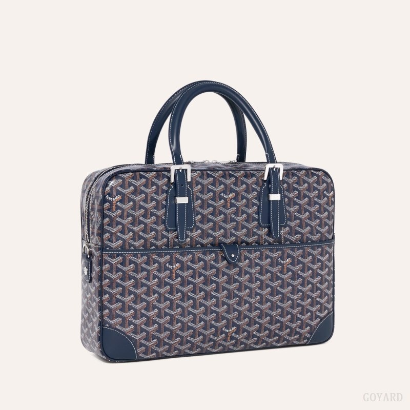 Goyard Ambassade MM Document Case Mørkeblå Blå | PVGU4753