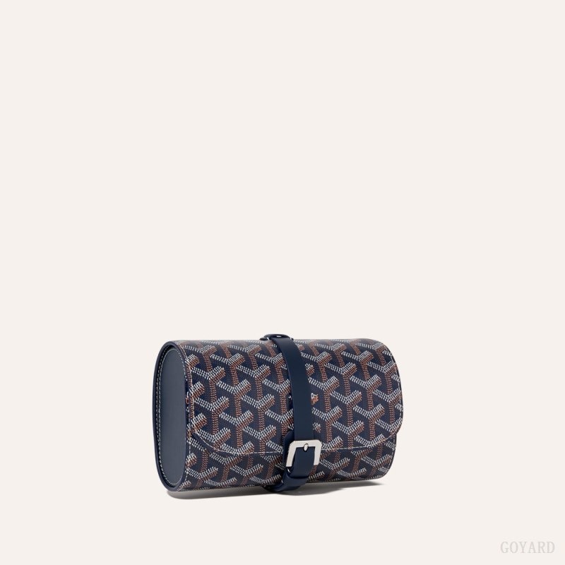 Goyard DOUBLE TRAVEL WATCH CASE Mørkeblå Blå | XNLO2106