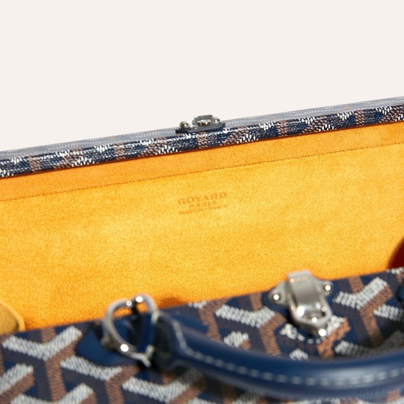 Goyard Grand Hôtel Trunk Bag Mørkeblå Blå | TYJZ6541